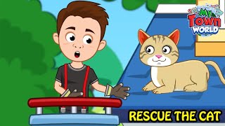 My Town World  Mega Town  Rescue The Cat  Daily Life of Fire Fighters [upl. by Ahtelra]