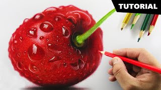 Drawing CHERRY with Color pencil  Tutorial for BEGINNERS [upl. by Ahsiemac]