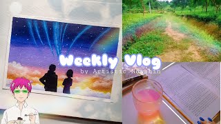 Weekly vlog  Painting your name scene drawing anime studying food nature [upl. by Robert]