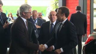 Emmanuel Macron arrive au sommet UAUE à Abidjan [upl. by Arlette]