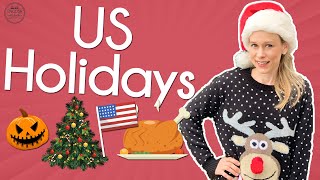 US National Holidays  Learn American Holidays  English with Jackie [upl. by Aihtela130]