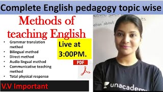 Methods of Teaching English  English PedagogyCTET2020 [upl. by Davilman]