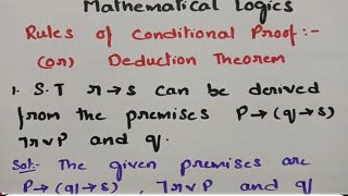 btechmathshub7050 Rules of Conditional Proof Mathematical Logics MFCS  Imp problems Solutions [upl. by Oirramed]