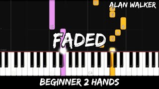 Alan Walker  Faded  Easy Beginner Piano Tutorial  For 2 Hands [upl. by Saddler407]