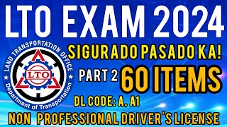 LTO NON PROFESSIONAL EXAM REVIEWER 2024  PART 2  CODE AA1 TAGALOG UPDATED [upl. by Ahsital]