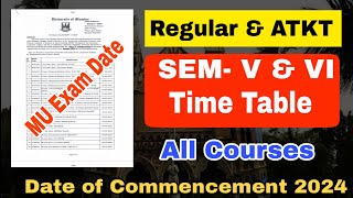 SEM  5 amp 6 Exam 2024 Commencement Date Mumbai University  Summer Session 2024 Exam time Table [upl. by Elmore]