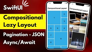 SwiftUI Lazy Compositional Layout  Pagination  JSON Parsing AsyncAwait  ViewBuilder  Xcode 13 [upl. by Solracnauj]