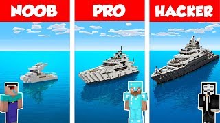 Minecraft NOOB vs PRO vs HACKER MODERN YACHT HOUSE BUILD CHALLENGE in Minecraft  Animation [upl. by Margherita]