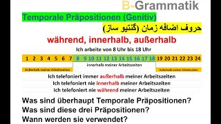 BGrammatik Temporale Präpositionen Genitiv während innerhalb außerhalb حروف اضافه زمان گنتیو [upl. by Evangelia]