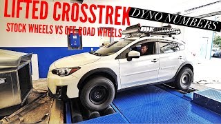 LIFTED SUBARU CROSSTREK DYNO NUMBERS STOCK TIRES VS MUD TERRAINS [upl. by Pelpel780]