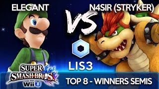 Let It Shine 3 Smash 4  eM  Elegant Luigi vs TSG  N4SIR Stryker Bowser Top 8 Winners Semis [upl. by Sullecram]