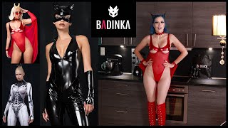 HALLOWEEN COSTUME Try On Haul by Badinka Body Catwoman PVC Catsuit Robot Bodysuit [upl. by Enhpad]