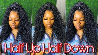 Half up Half down QUICK WEAVE  using Organique Breezy Wave quickweave [upl. by Dreddy203]