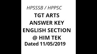 TGT ARTS ANSWER KEY 2019 DETAILD ENGLISH SOLUTION [upl. by Yrrek]