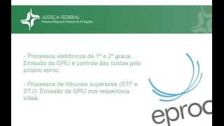 Videotutoriais eproc  Custas Processuais  Geração de GRU na Petição Inicial [upl. by Dyraj316]