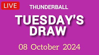 National Lottery Thunderball draw live tonight results from Tuesday 08 Oct 2024  thunderball [upl. by Netsirk145]