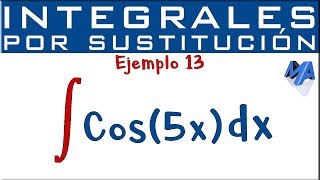 Integración por sustitución  Ejemplo 13  Coseno [upl. by Ellennahs]