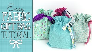 Drawstring Fabric Gift Bag Tutorial  Quick amp EASY Scrap Buster [upl. by Hannaj]