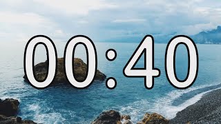 40 second timer with Calm and Soft Music and sea wave cinematic background [upl. by Holihs]