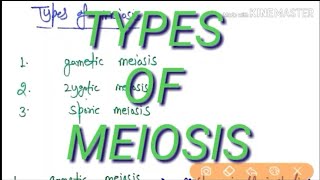 types of meiosis gametic meiosiszygotic meiosis or sporogenic meiosis [upl. by Anawik815]