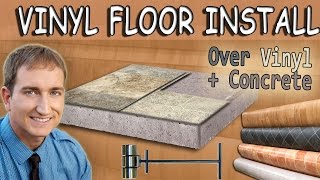 How to install vinyl sheet flooring over existing vinyl and concrete [upl. by Villada]