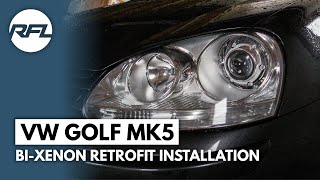 VW Golf Rabbit MKV MK5  HID Xenon DIY custom Headlight Upgrade installation [upl. by Alahcim]