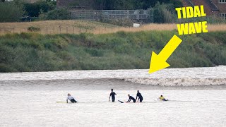 20ft Tide Surge Causes TIDAL BORE in Severn River England [upl. by Nessaj]