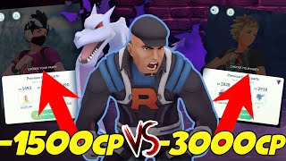 1500cp TEAM vs 3000cp TEAM Against Cliff Shadow Aerodactyl in Pokemon GO [upl. by Artamas]