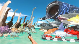 FPS Avatar Rescues Sea Monsters and Fights Herbivore Dinosaurs  Animal Revolt Battle Simulator [upl. by Nnylyar]