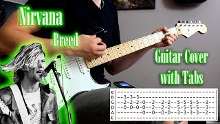 Nirvana  Breed  Guitar cover with tabs [upl. by Aubarta]