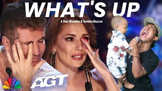 Golden Buzzer  Simon Cowell cried when he heard the song Whats Up with an extraordinary voice [upl. by Nazler]