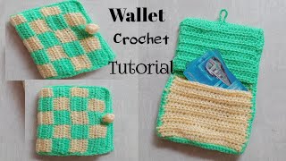 Crochet Cute Mini Wallet Tutorial ❤️  How to Crochet Wallet  Pooja Knit Hub [upl. by Nassi886]