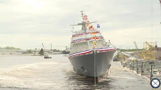 Littoral Combat Ship MinneapolisSaint Paul Launch [upl. by Hoes]