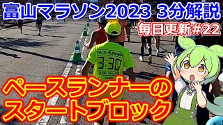 【富山マラソン2023 毎日3分解説 22】ペースランナーのスタートブロックと人数、注意事項【Toyama Marathon 2023】 [upl. by Gonnella]