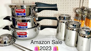 🛍2023 Amazon Sale Live 🛍 Prestige steel triply cooker Steel container steel Tadka lucknowlocals [upl. by Burnaby272]