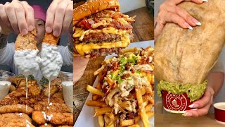 tiktok mukbang compilation 40  chipotle burrito wingstop and more [upl. by Aleit]