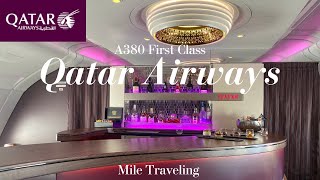 カタール航空A380ファーストクラス 素敵過ぎた搭乗記✈️ドーハ⇒バンコク 機内バーラウンジ 機内食 アメニティ【sub】 [upl. by Giraud920]