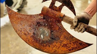 Restoration Viking Axe Battle Old  Restore AXE construction Antique [upl. by Ydoc522]