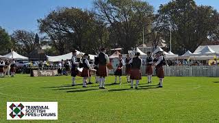 Transvaal Scottish Pipes amp Drums at Jeppe Highland Gathering 180524 [upl. by Rayshell693]