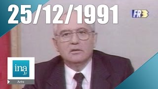 1920 FR3 du 25 décembre 1991  Démission de Mikhaïl Gorbatchev en lURSS  Archive INA [upl. by Narrad881]