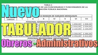 TABULADOR para TRABAJADORES de la ADMINISTRACIÓN PUBLICA I SUELDO Obreros y Administrativos 2018 ✅ [upl. by Newberry]