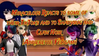 Miraculous Reacts to some of their TikToks and to Shadybug and Claw Noir Adrienette Feligami [upl. by Nesyrb700]