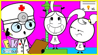 Emma and Kate Doctors Visit Check Up Pretend Play EK Doodles [upl. by Windzer]