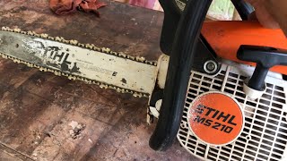 Problema de lubricación de motosierra STIHL ms 210cómo limpiar el depósito de aceite stihl [upl. by Heindrick]