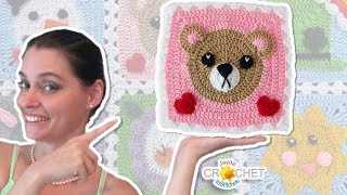 Teddy Bear Square  February Fancy Granny Calendar Blanket  Crochet Pattern [upl. by Lilias]