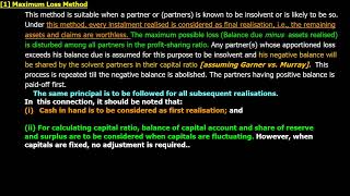 DISSOLUTION OF A PARTNERSHIP FIRMS  PIECEMEAL DISTRIBUTION  MAXIMUM LOSS METHOD  CA FOUNDATION [upl. by Ilatfen]