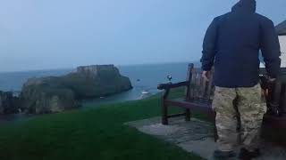 Setting up the lavier microphone for a vlog Castle hill Tenby Wales 27th Oct 2022 [upl. by Atiuqad131]