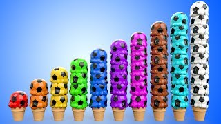 Ice Cream Scoops Soccer Balls to Learn Colors and Numbers for Kids  3D Toddler Learning Videos [upl. by Olra]