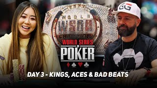 WSOP Main Event Day 3  HIGHLIGHTS amp CRAZY HANDS with Daniel Negreanu amp Maria Ho [upl. by Adne]