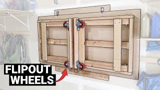 Building my 150 foldable wall mounted workbench table on wheels  Downloadable DIY plans [upl. by Oaks]